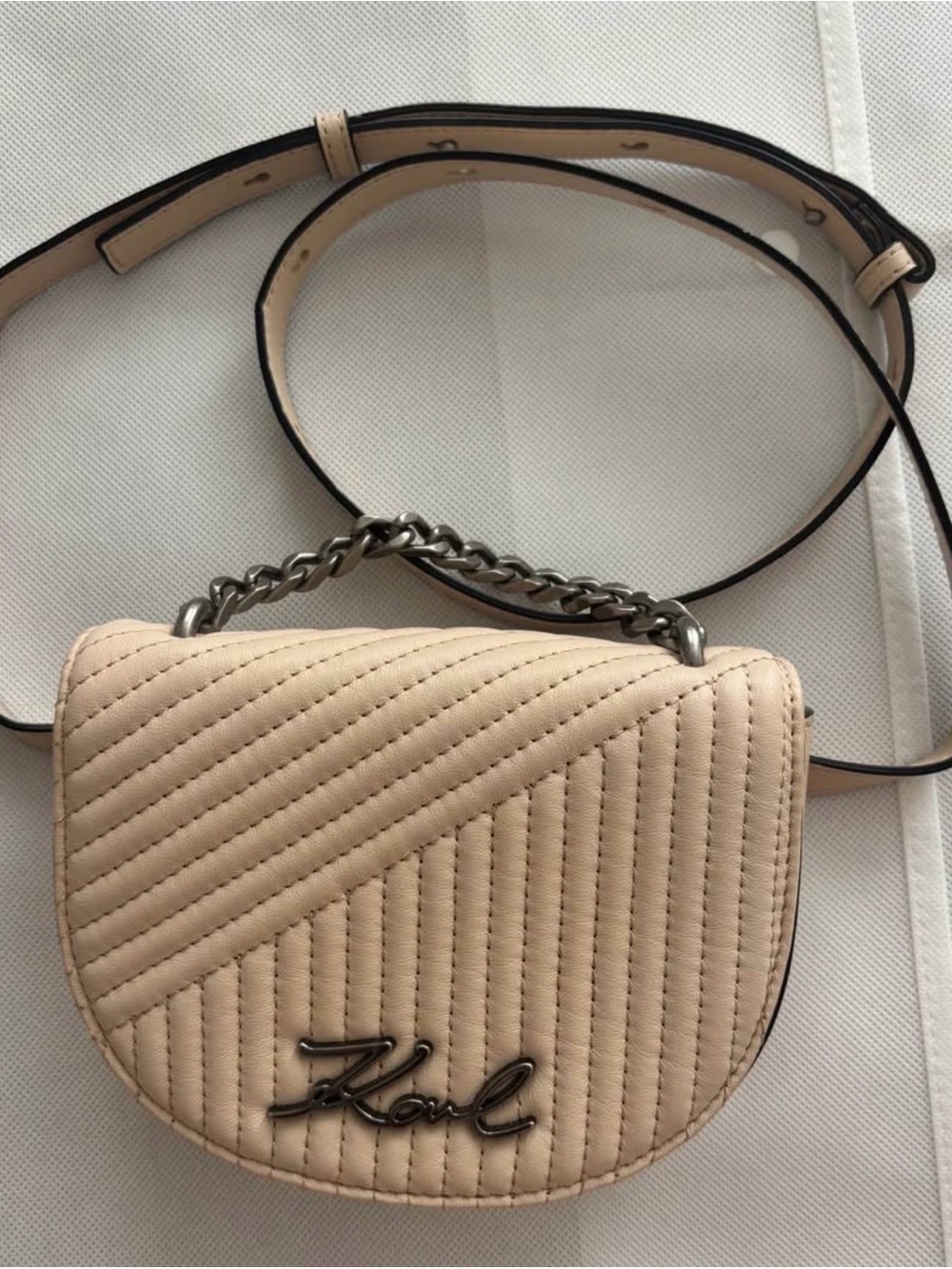 KARL LAGERFELD Quilted Cream Belt Bag